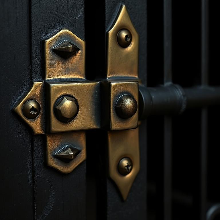 Hand-forged brass and iron gate latch