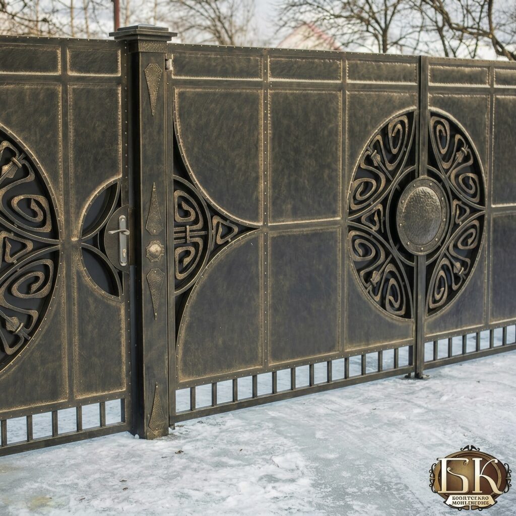 Detail of ornate luxury black iron fencing